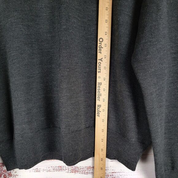 Polo Ralph Lauren Sweater Mens XL Gray Merino Wool V Neck Pullover EUC - Picture 2 of 8